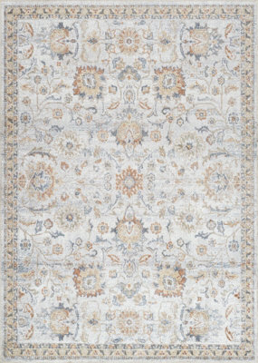 Livabliss Lillian-Washable Grey Yellow Blue Traditional Vintage Boho Living Dining Rug 200 X 275 Cm Easy Care, Non Shedding - image 1