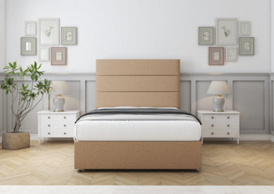 "Comfort Rosa Latte Tweed Divan Bed Base 2 Drawers Same Side - 26"" Strutted 3' Single" - image 1