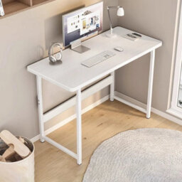 White Large Computer Desk Desktop Desk Metal Frame For Work - thumbnail 3