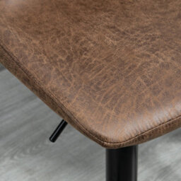 Wyld Haus Rafava Faux Leather Brown Adjustable Breakfast Bar Stools Set Of 2 - Upholstered Seats, Height 58-90Cm - thumbnail 9