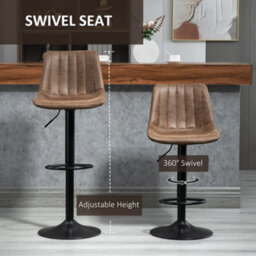 Wyld Haus Rafava Faux Leather Brown Adjustable Breakfast Bar Stools Set Of 2 - Upholstered Seats, Height 58-90Cm - thumbnail 5