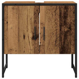 Berkfield Modern 2 Piece Bathroom Cabinet Set Old Wood Engineered Wood - thumbnail 8