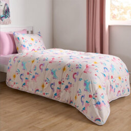 OHS Coverless 10.5 Tog Unicorn Duvet Pillowcase Kids Single Quilt Travel Bedding Set - thumbnail 2
