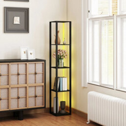 Rgb Led Floor Lamp With Shelves And Remote Control For Bedroom, Black - thumbnail 3