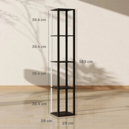 Rgb Led Floor Lamp With Shelves And Remote Control For Bedroom, Black - thumbnail 2