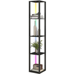 Rgb Led Floor Lamp With Shelves And Remote Control For Bedroom, Black - thumbnail 1