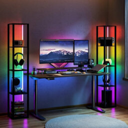 Rgb Led Floor Lamp With Shelves And Remote Control For Bedroom, Black - thumbnail 5