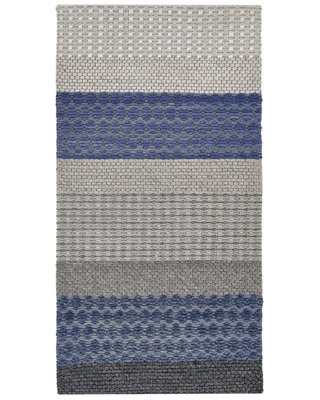 Wyld And Coco Boho Wool-Blend Low-Pile Area Rug 80 X 150 Cm Blue-Grey - image 1