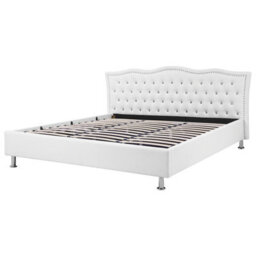 Beliani Ottoman Bed Faux Leather Metz 180 X 200 Cm (Eu Super King) White - thumbnail 7