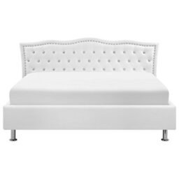 Beliani Ottoman Bed Faux Leather Metz 180 X 200 Cm (Eu Super King) White - thumbnail 8