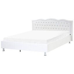 Beliani Ottoman Bed Faux Leather Metz 180 X 200 Cm (Eu Super King) White - thumbnail 5