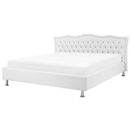 Beliani Ottoman Bed Faux Leather Metz 180 X 200 Cm (Eu Super King) White - thumbnail 6
