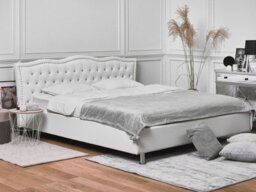 Beliani Ottoman Bed Faux Leather Metz 180 X 200 Cm (Eu Super King) White - thumbnail 2