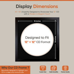 "16X16"" Matte Black Modern Vinyl Record Frame With Black Mount For 12 Inch Lp Disc - Ak Frames" - thumbnail 2
