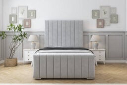 "Sloomy California Silver Plush Bed Frame With Mattress With 50"" Upholstered Headboard 6' Super King" - thumbnail 1