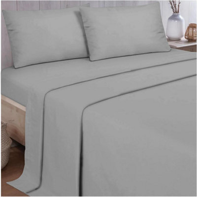 Gc Gaveno Cavailia Plain Single Bed Flannelette Sheet Set Grey Thermal Soft Sheets Full Set - Fitted Sheet +Flat Sheet +Pillowcase - image 1