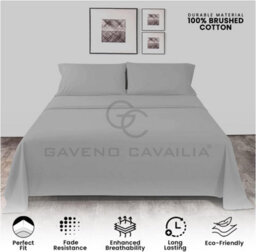 Gc Gaveno Cavailia Plain Single Bed Flannelette Sheet Set Grey Thermal Soft Sheets Full Set - Fitted Sheet +Flat Sheet +Pillowcase - thumbnail 3