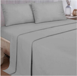 Gc Gaveno Cavailia Plain Single Bed Flannelette Sheet Set Grey Thermal Soft Sheets Full Set - Fitted Sheet +Flat Sheet +Pillowcase - thumbnail 1
