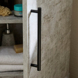 Homestylestore 450mm Concrete Grey Floorstanding Corner Bathroom Vanity Unit And Black T Bar Handle - thumbnail 4