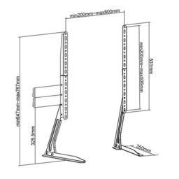 "Nedis Fixed Tv Lcd Screen Desk Stand Legs, Universal Table Mount For 13 - 70"" Screens, Adjustable Height, Vesa, Tv's To 50Kg" - thumbnail 5