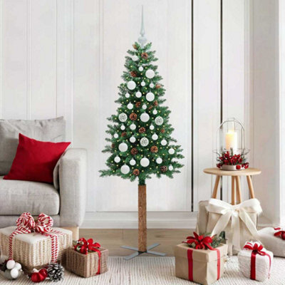 Vidaxl Slim Christmas Tree Green 150 Cm Pvc And Solid Pine Wood - image 1