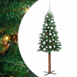 Vidaxl Slim Christmas Tree Green 150 Cm Pvc And Solid Pine Wood - thumbnail 2