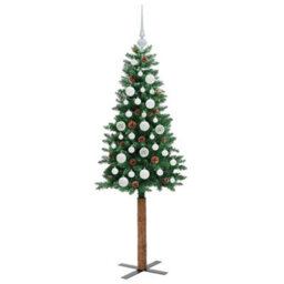 Vidaxl Slim Christmas Tree Green 150 Cm Pvc And Solid Pine Wood - thumbnail 4
