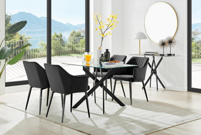 Furniturebox Uk Leonardo Black Leg Glass Dining Table & 4 Black Calla Black Leg Chairs - image 1