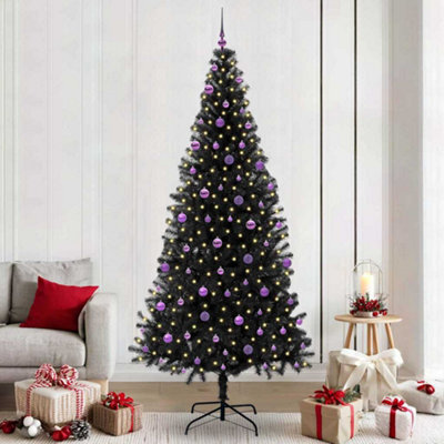 Vidaxl Christmas Tree With 300 Leds With Stand Black 240 Cm Pvc - image 1