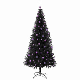 Vidaxl Christmas Tree With 300 Leds With Stand Black 240 Cm Pvc - thumbnail 4