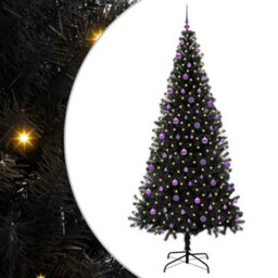 Vidaxl Christmas Tree With 300 Leds With Stand Black 240 Cm Pvc - thumbnail 2