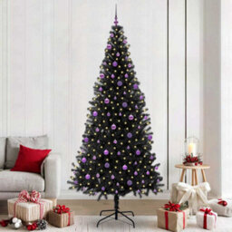 Vidaxl Christmas Tree With 300 Leds With Stand Black 240 Cm Pvc
