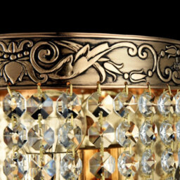 Luminosa Lighting Luminosa Palace Flush Wall Lamp Gold Antique & Crystal, 1 Light, E27 - thumbnail 6