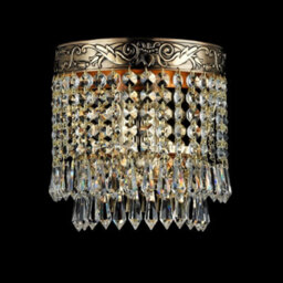 Luminosa Lighting Luminosa Palace Flush Wall Lamp Gold Antique & Crystal, 1 Light, E27 - thumbnail 3
