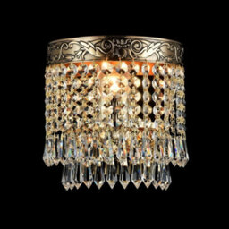 Luminosa Lighting Luminosa Palace Flush Wall Lamp Gold Antique & Crystal, 1 Light, E27 - thumbnail 2