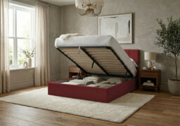Adore Designs Stafford Plush Velvet Ottoman Sleigh Bed - 3Ft Single - Burgundy - thumbnail 2