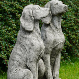Burgess Pair Of Large Hound Stone Statues Dog Animal Pointer Antique Garden Ornament British Made Sculpture - thumbnail 3