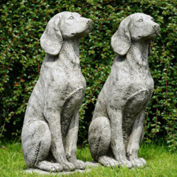 Burgess Pair Of Large Hound Stone Statues Dog Animal Pointer Antique Garden Ornament British Made Sculpture - thumbnail 1