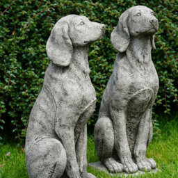 Burgess Pair Of Large Hound Stone Statues Dog Animal Pointer Antique Garden Ornament British Made Sculpture - thumbnail 2