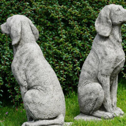 Burgess Pair Of Large Hound Stone Statues Dog Animal Pointer Antique Garden Ornament British Made Sculpture - thumbnail 5