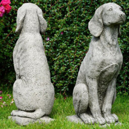 Burgess Pair Of Large Hound Stone Statues Dog Animal Pointer Antique Garden Ornament British Made Sculpture - thumbnail 6