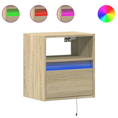 Berkfield Durable Tv Wall Cabinets With Led Lights 2 Pcs Sonoma Oak 41X31X45 Cm - image 1