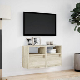 Berkfield Durable Tv Wall Cabinets With Led Lights 2 Pcs Sonoma Oak 41X31X45 Cm - thumbnail 4