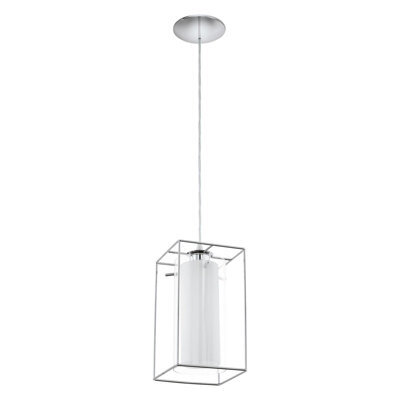 Elegant Chrome Plated Pendant Ceiling Light With Clear Satin Glass Shade - image 1