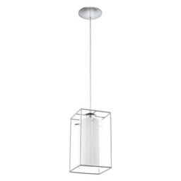 Elegant Chrome Plated Pendant Ceiling Light With Clear Satin Glass Shade - thumbnail 1