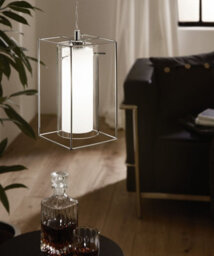 Elegant Chrome Plated Pendant Ceiling Light With Clear Satin Glass Shade - thumbnail 3