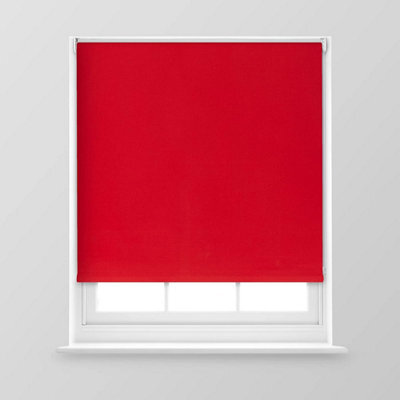A.unique Home Premium Trimmable Thermal Blackout Roller Window Blind - 3Ft - Red - 90Cm (W) X 170Cm (L) - image 1