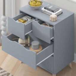 Afn Home 2+2 Drawer Chest Of Drawers With Legs, Grey Matt - thumbnail 7