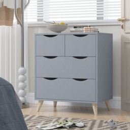 Afn Home 2+2 Drawer Chest Of Drawers With Legs, Grey Matt - thumbnail 2