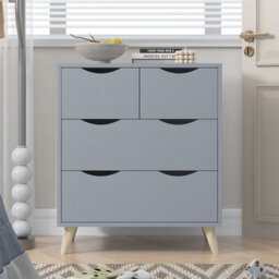Afn Home 2+2 Drawer Chest Of Drawers With Legs, Grey Matt - thumbnail 4